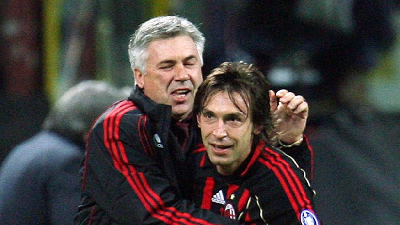 Ancelotti & Pirlo back in the day (©Gallo Images)