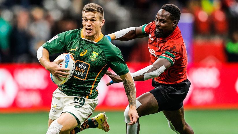 South Africa's Ricardo Duarttee in action against Kenya's Nelson Oyoo in a past match © Blitzboks