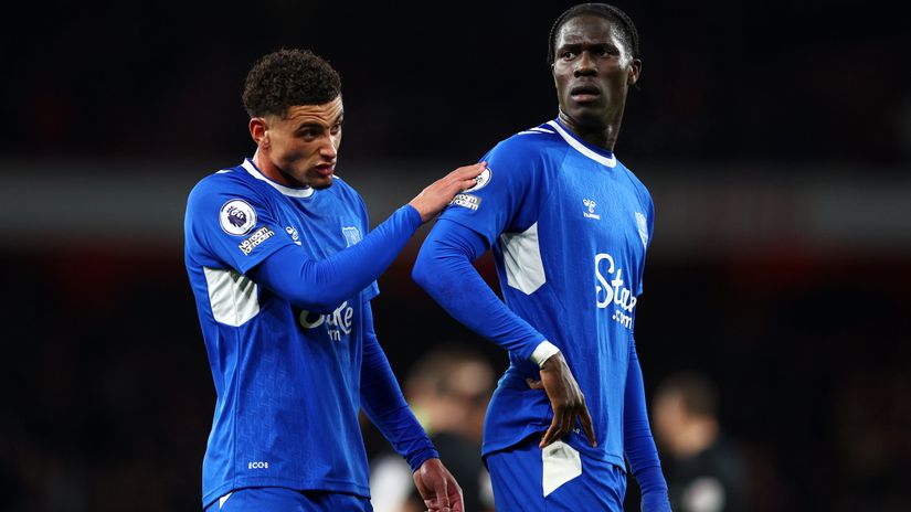 Ben Godfrey and Amadou Onana of Everton (©Clive Rose/Getty Images)