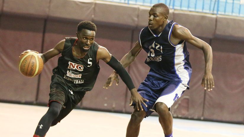 Thunder captain Griffin Ligare dribbles past John Washika in a past match © Mozzart Sport 
