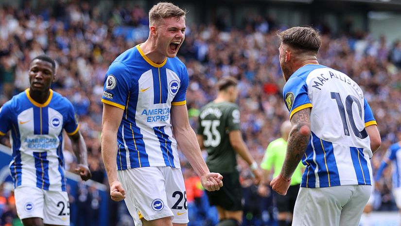Evan Ferguson celebrates with Alexis Mac Allister (©Richard Heathcote/Getty Images)