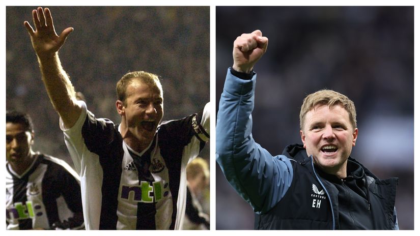 Alan Shearer and Eddie Howe celebrating (©Getty images sport)