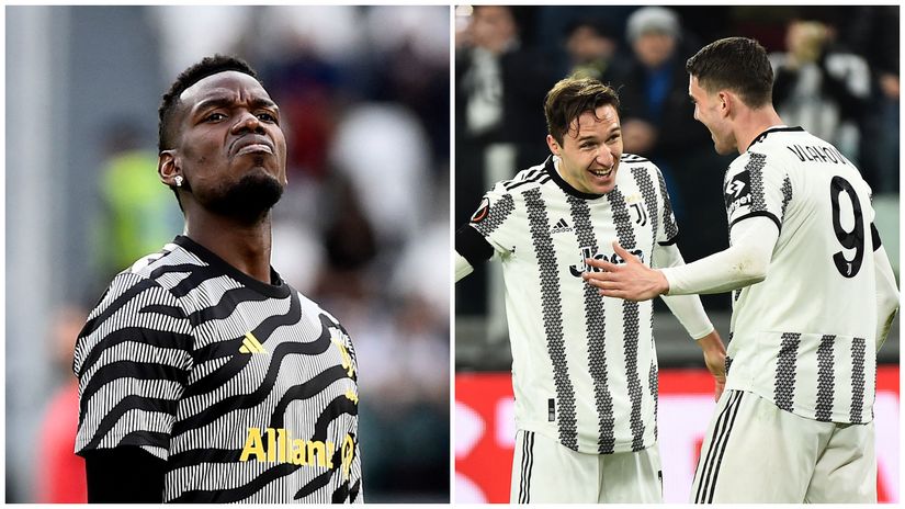 Pogba (left), Chiesa & Vlahovic (right) (©Gallo Images)