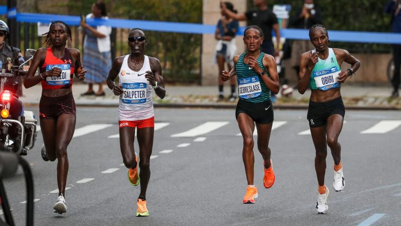Obiri, Gebreslase,Salpeter, Lokedi during the 2022 NYC Marathon © Courtesy