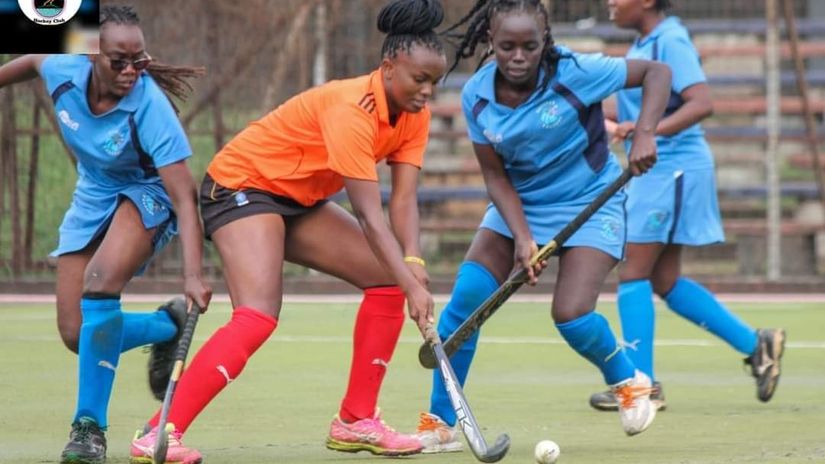 Grace Wangoi of Kisumu Queens hockey club in action.