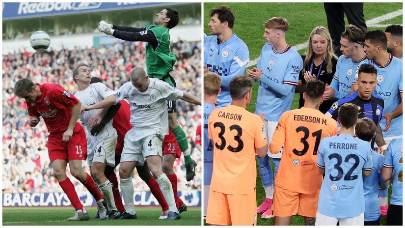 Carson in action for Liverpool in 2005 and last night after winning the UCL (©Gallo images/Getty images sport)