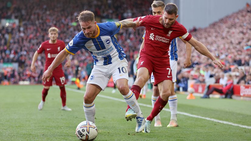 Mac Allister and Milner will fight for the ball again, only this time in opposite shirts than they did recently (© Clive Brunskill/Getty Images)