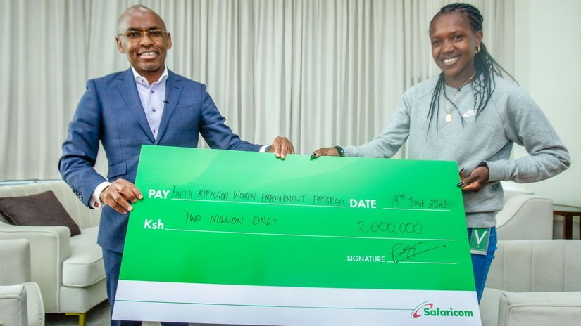Safaricom Awards Faith Kipyegon Ksh 2 million for breaking two world records