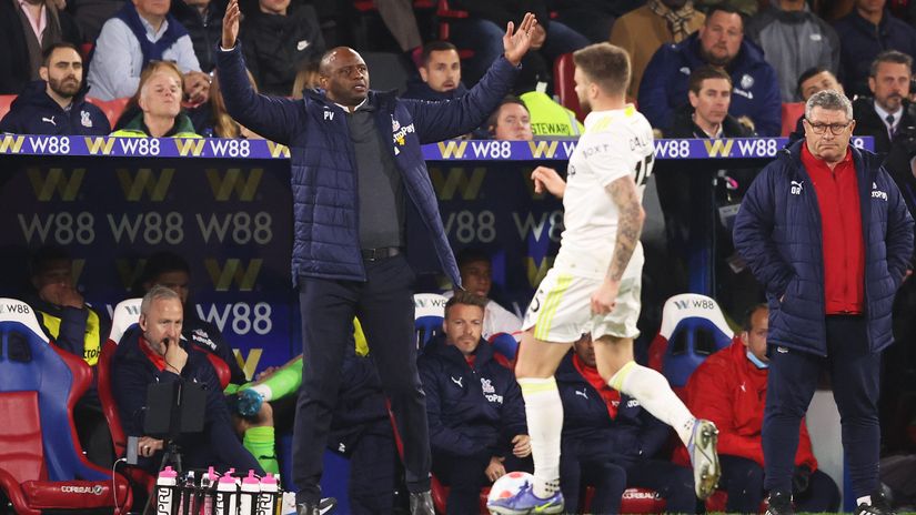 Vieira during a match against Leeds a few months ago while he was in charge of Crystal Palace (© Warren Little/Getty Images)