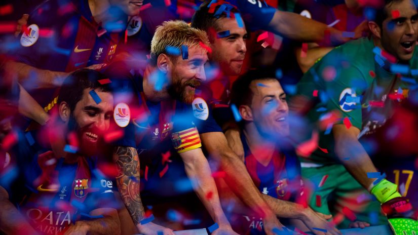 Messi, Alba and Busquets during their glorius Barca days (©Alex Caparros/Getty Images)