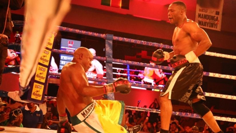 Wanyonyi sends Mandonga to the canvas © Mozzart Sport