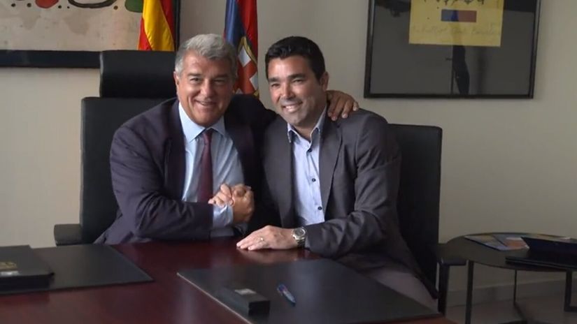 Laporta and Deco (©FC Barcelona/Twitter)