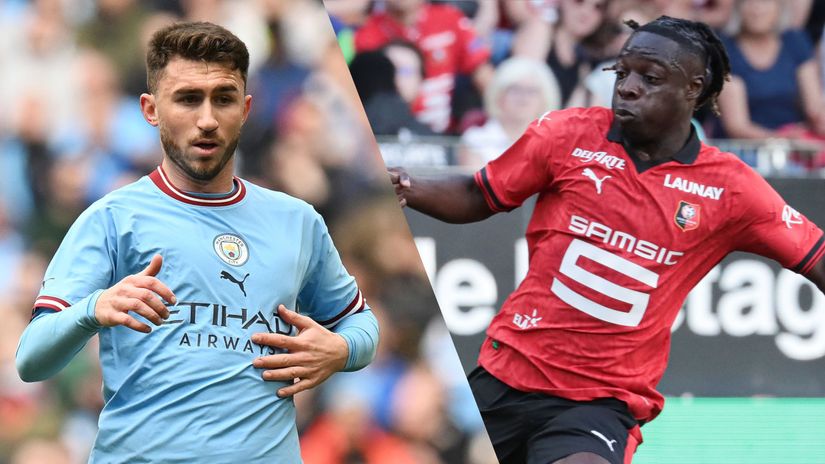 Aymeric Laporte and Jeremy Doku (©AFP)