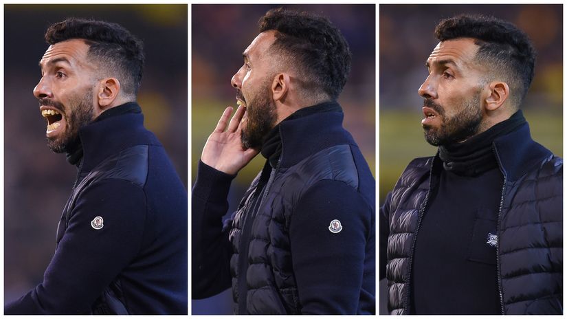 Carlos Tevez is very vocal while at touchline (©Getty images sport)