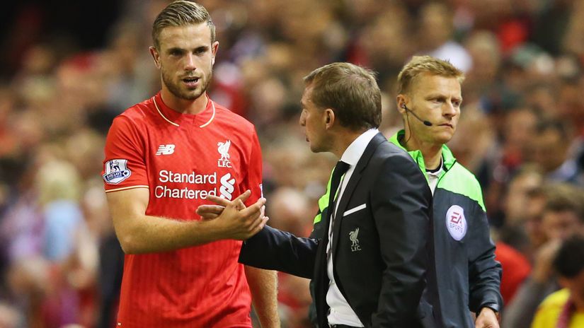 Henderson and Rodgers back in 2015 while both were at Anfield (©Alex Livesey/Getty Images)