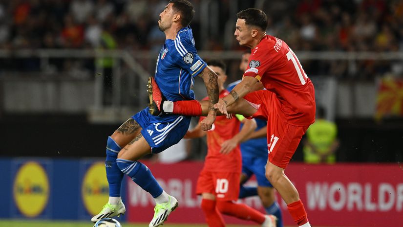 Mattia Zaccagni of Italy in action against North Macedonia (©Claudio Villa/Getty Images)