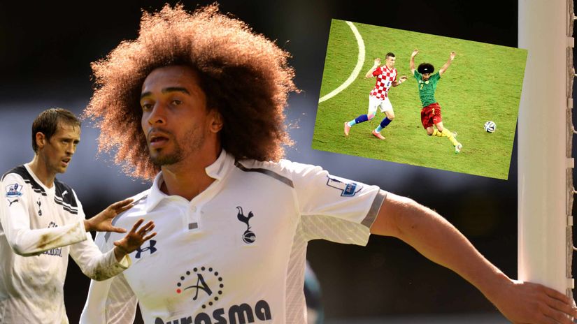 Crouch and Assou-Ekotto in Tottenham shirt and the latter representing Cameroon at the FIFA World Cup (©Getty images sport)