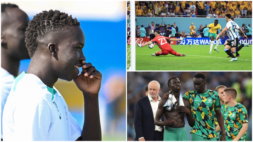 Garang Kuol and his saddest moment so far... that miss against Argentina (©AFP/Getty images sport)