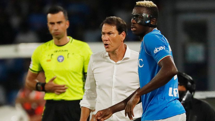 Rudi Garcia and Victor Osimhen (©REUTERS/Ciro De Luca)