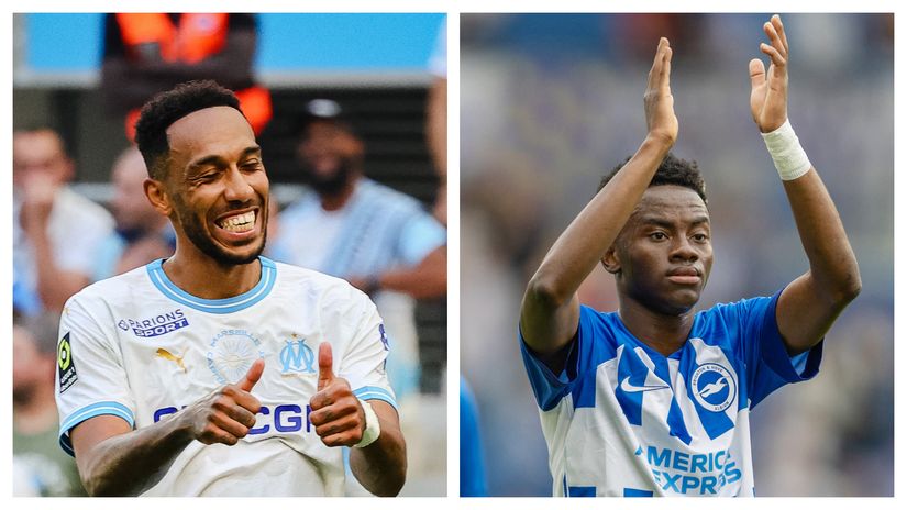 Aubameyang (left) & Adingra (right) (©AFP)