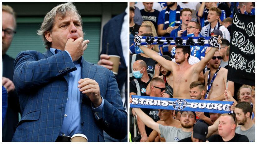 Todd Boehly in confrontation with Strasbourg fans (©Getty images sport/Gallo images)