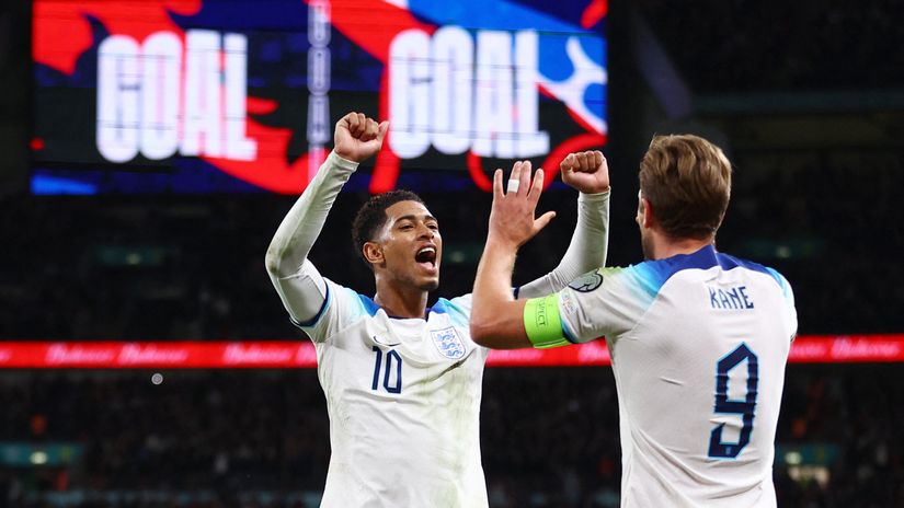 Bellingham and Kane celebrate for England (©REUTERS/Carl Recine)
