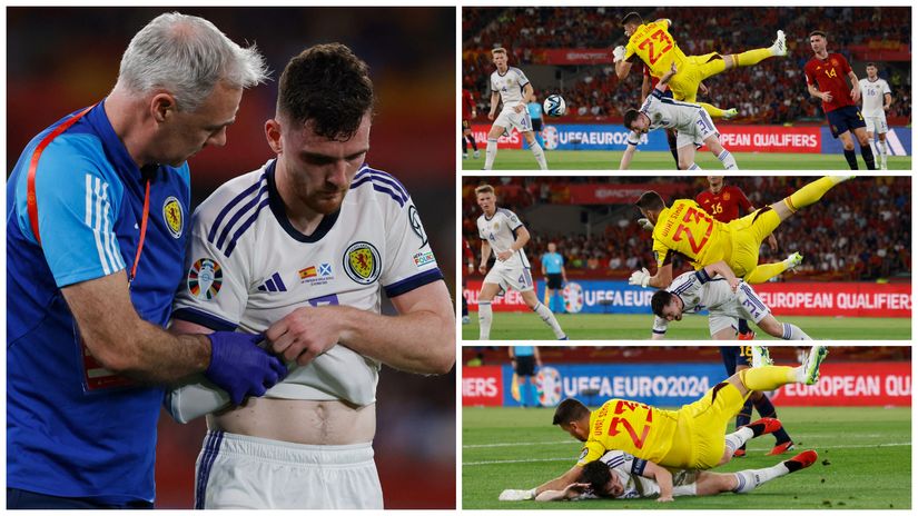 Robertson after collision with Unai Simon (©Gallo images)