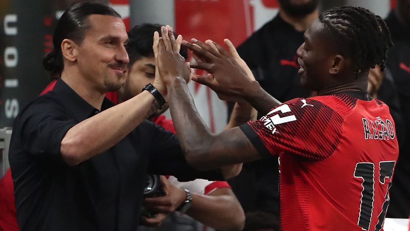 Ibra and Rafael Leao (©Marco Luzzani/Getty Images)