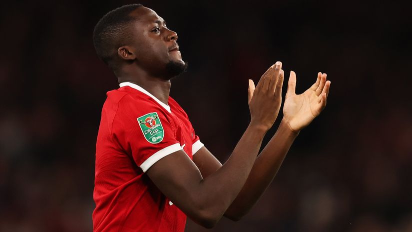 Ibrahima Konate in Liverpool shirt (©Matt McNulty/Getty Images)