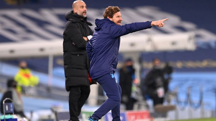 Villas-Boas in action against Pep Guardiola's Manchester City during his time at Olympique Marseille (©Laurence Griffiths/Getty Images)