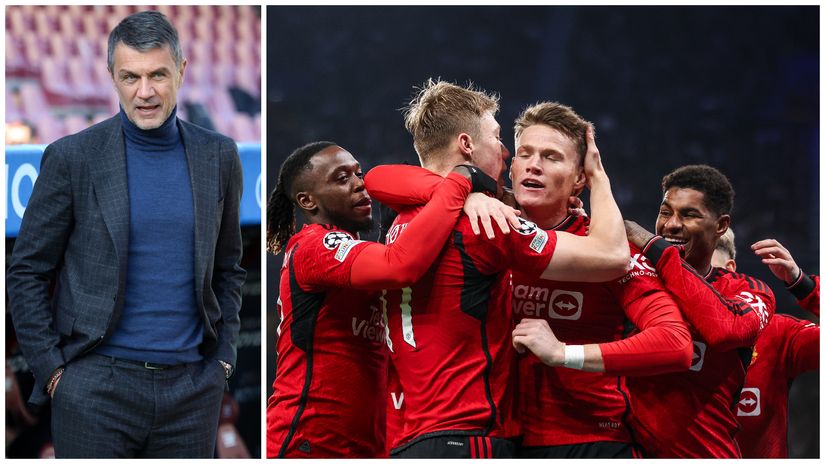 Maldini and Manchester United players (©Getty images sport)