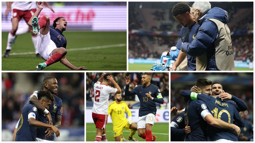 Zaire Emery scores but gets injured while his teammates roll over Gibraltar (©Gallo images/AFP)