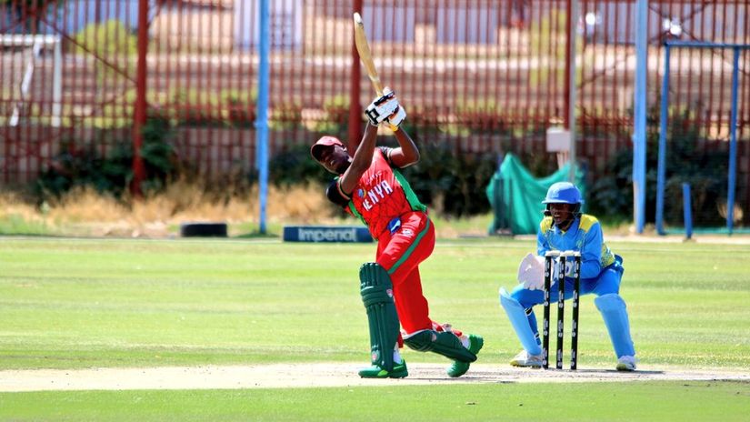 Collins Obuya in action against Rwanda ©Rwanda Cricket Association