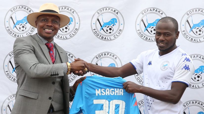 Darius Msagha and Sofapaka Club President Elly Kalekwa Sofapaka FC.