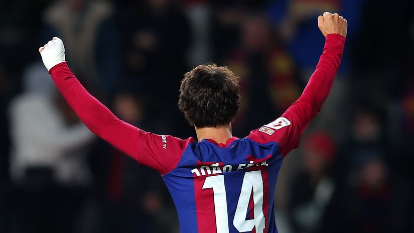Now he's 100% Barca: Joao Felix celebrates his goal against Atletico Madrid (©Getty Images)