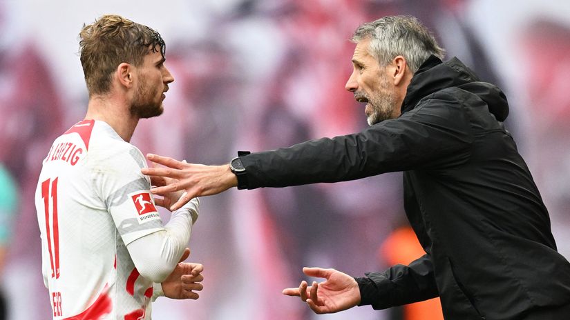 Timo Werner and Marco Rose (©AFP)