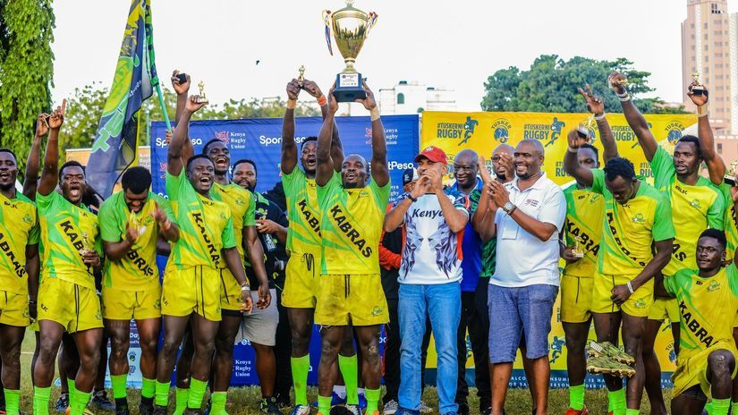 Kabras lift the 2023 Driftwood 7s title © KRU