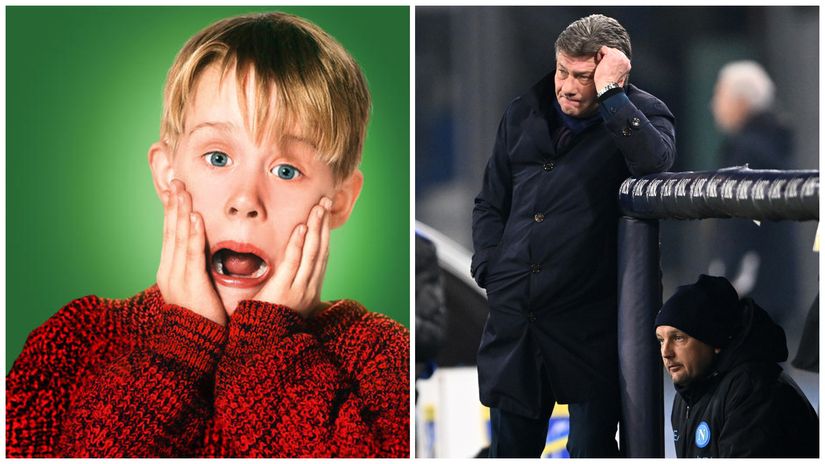 "Home alone" hero Kevin Mc Allister (right) and Walter Mazzarri looking dejected (©Francesco Pecoraro/Getty Images)