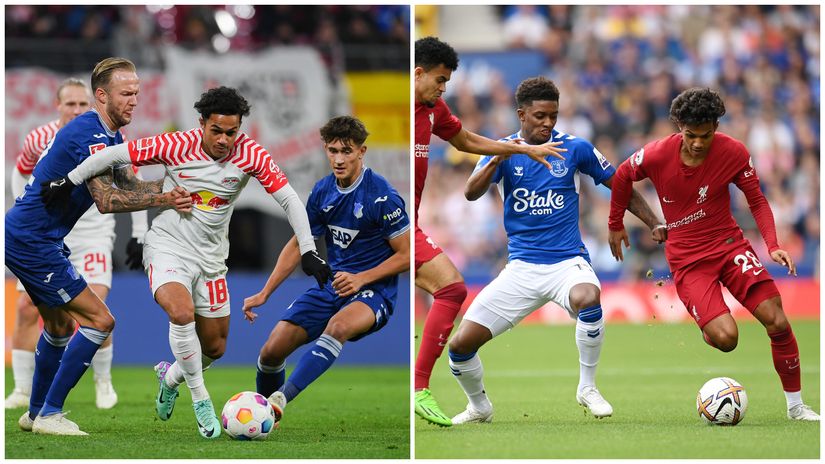 Fabio Carvalho in action for RB Leipzig and Liverpool (©Getty images sport)