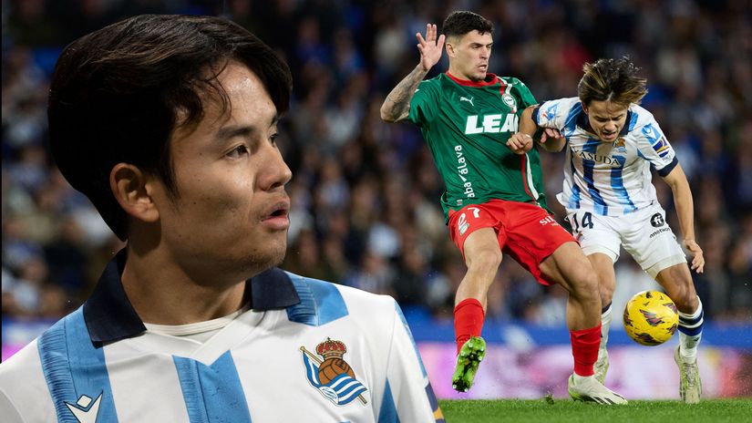 Takefusa Kubo was fouled five times in the game against Alaves (©Getty Images)