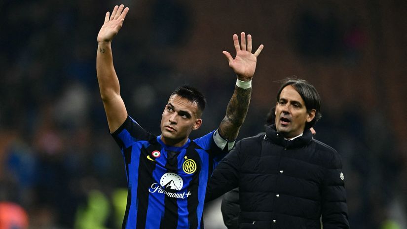 Lautaro Martinez and Simone Inzaghi (©AFP)