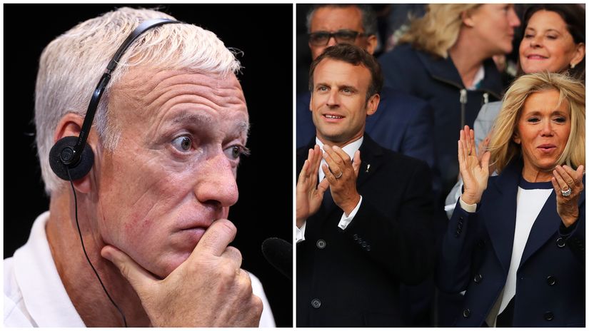 Didier Deschamps (left) and Emanuel and Brigitte Macron (©Getty images sport)
