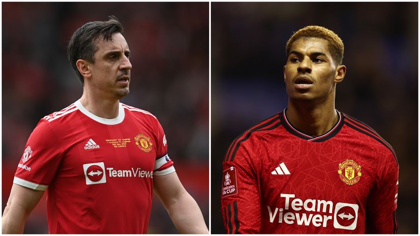 Gary Neville and Marcus Rashford (©Getty images sport)