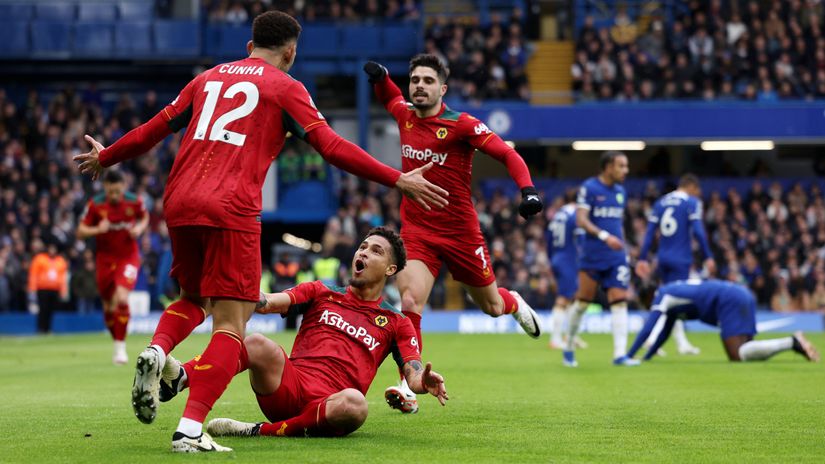Wolves celebrate Cunha's equalizer (©Richard Heathcote/Getty Images)
