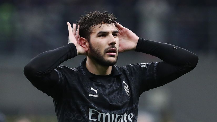 Theo Hernandez celebrates after bagging the winner against Napoli (©Getty images sport)