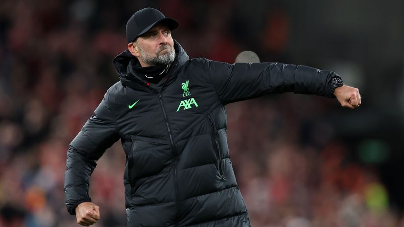 Klopp celebrates ecstatically after the Luton tie (© Clive Brunskill/Getty Images)