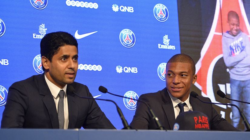 Al-Khelaifi and Mbappe (©Aurelien Meunier/Getty Images)