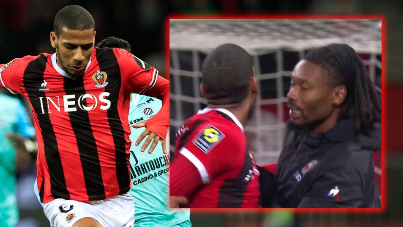 Jean-Claire Todibo had a heated exchange after the final whistle (©AFP)