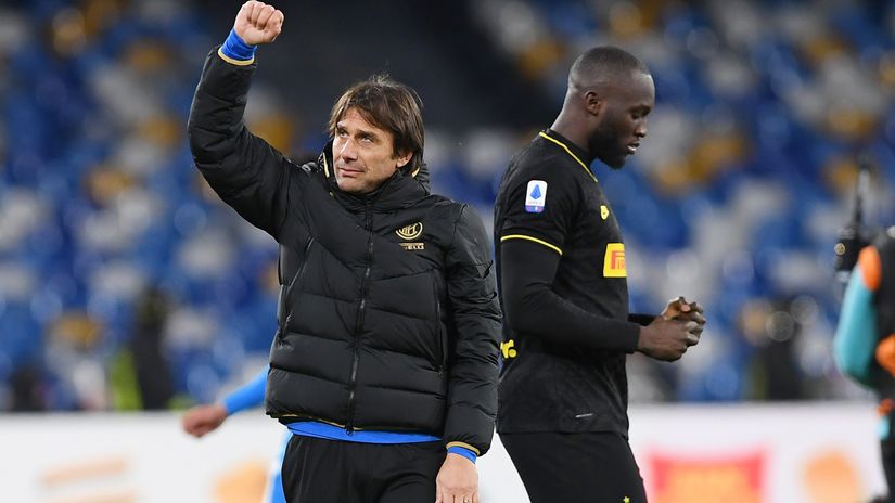 Conte as Inter boss with Lukaku at the Diego Armando Maradona stadium in Naples back in 2020 (©Francesco Pecoraro/Getty Images)