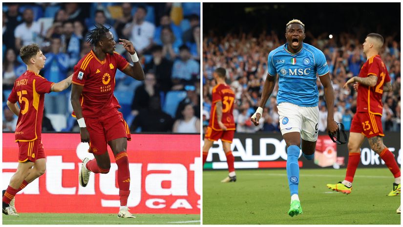 Abraham and Osimhen after scoring today (©Getty images sport)